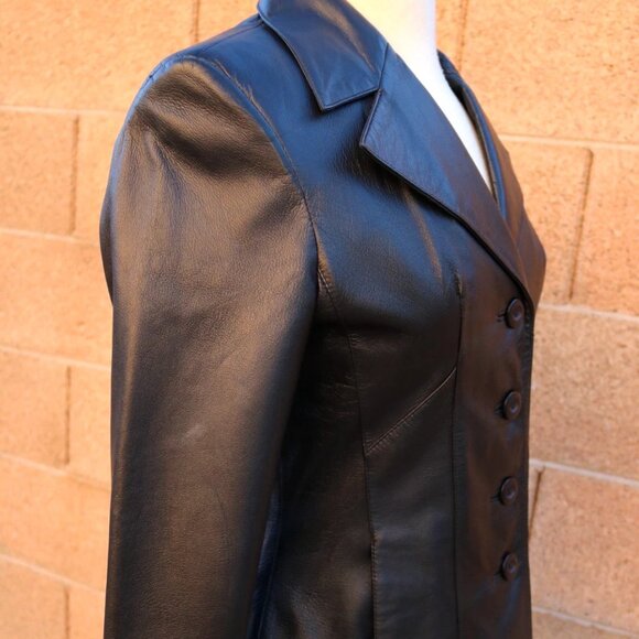 Womens Wilsons Leather Pants Suit Jacket Black Vintage 90s Y2K - Picture 3 of 16